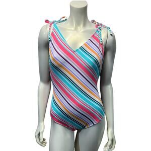 Jessica Simpson NWT Multicolor Striped One-Piece Swimsuit Size XL